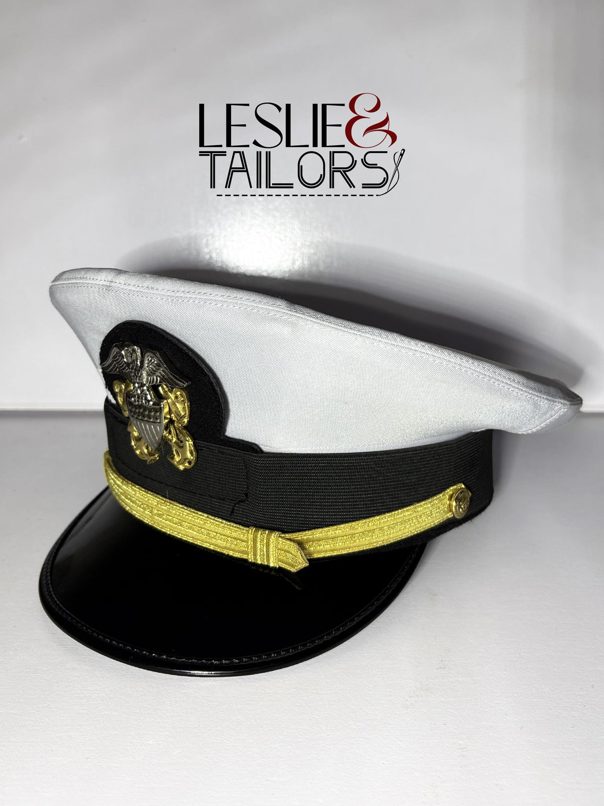 Handmade White USA Warrant Cap Kepi Reproduction - All Sizes Available | Handmade by Leslie & Tailors