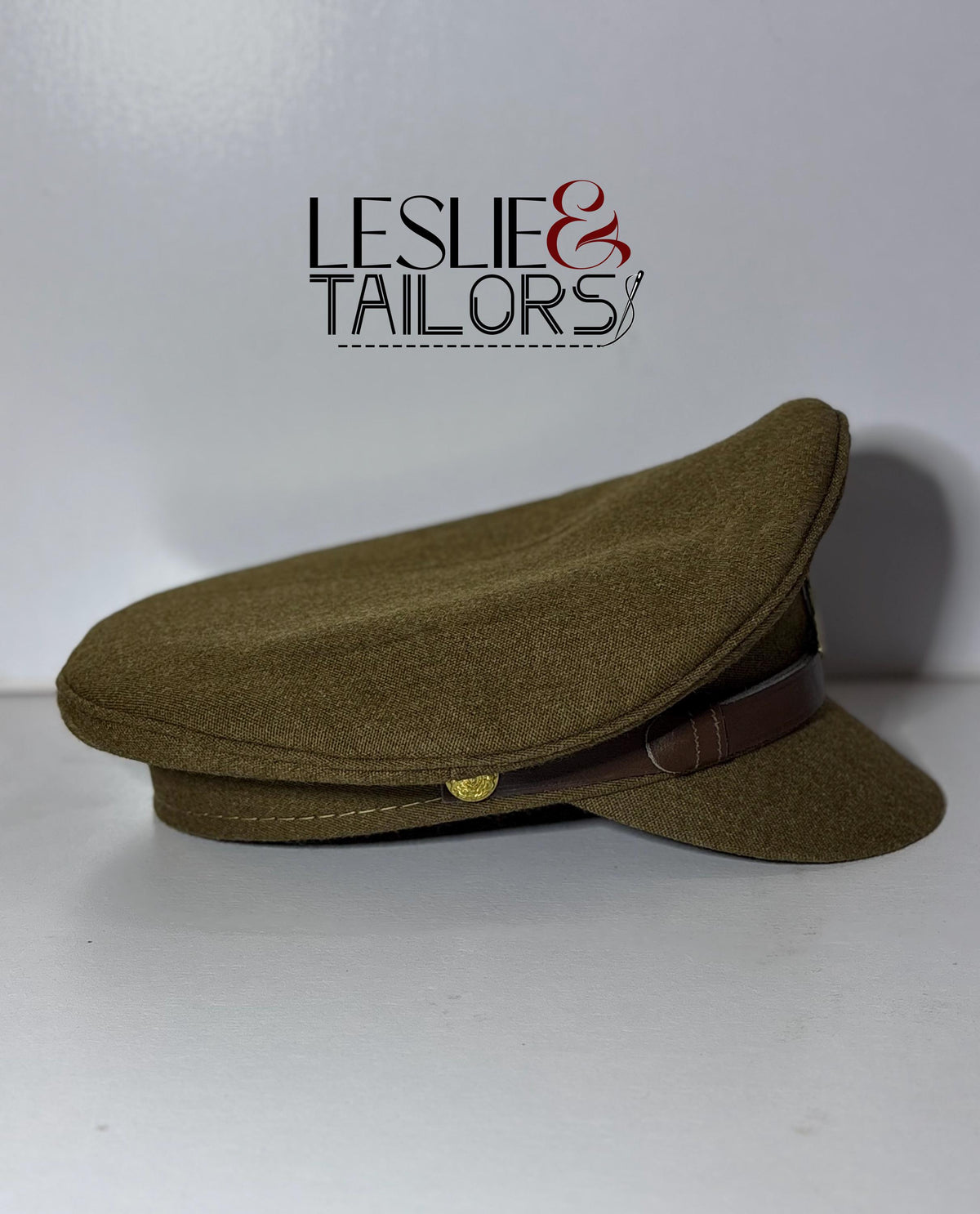 British Officer's Service Dress Visor Cap | Reproduction by Leslie & Tailors | Available in All Sizes