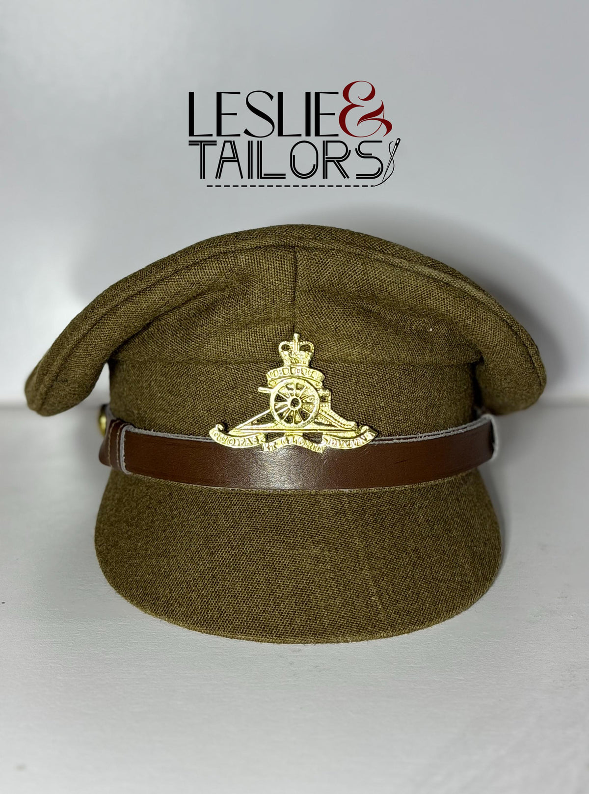 British Officer's Service Dress Visor Cap | Reproduction by Leslie & Tailors | Available in All Sizes