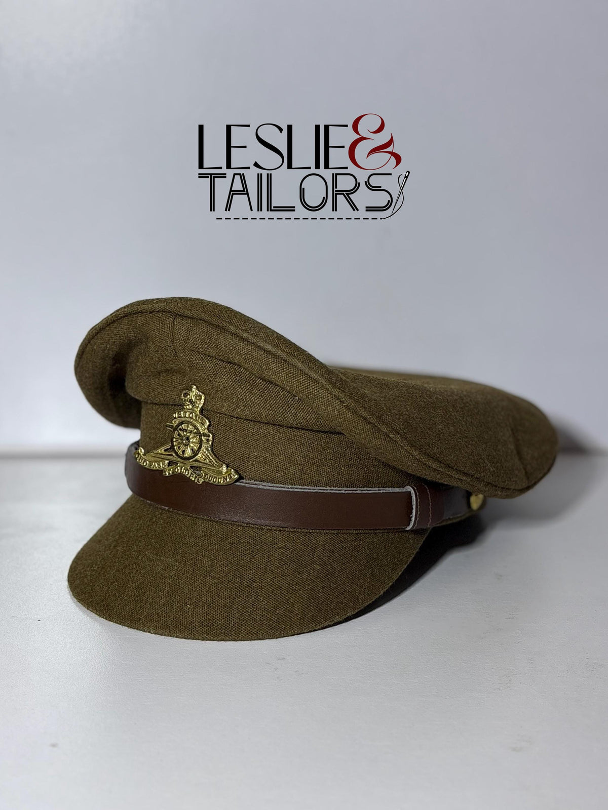 British Officer's Service Dress Visor Cap | Reproduction by Leslie & Tailors | Available in All Sizes