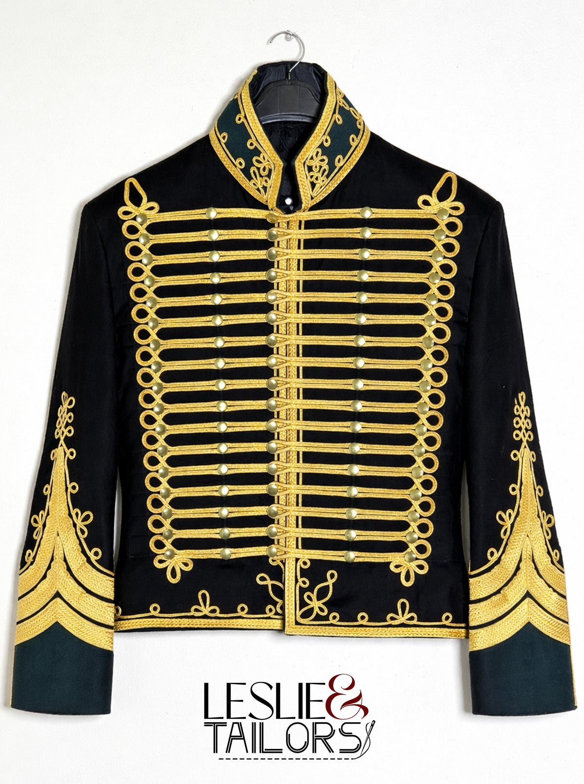 Handmade Green and Black Hussars Military Pelisse Overcoat | Custom Made in All Sizes