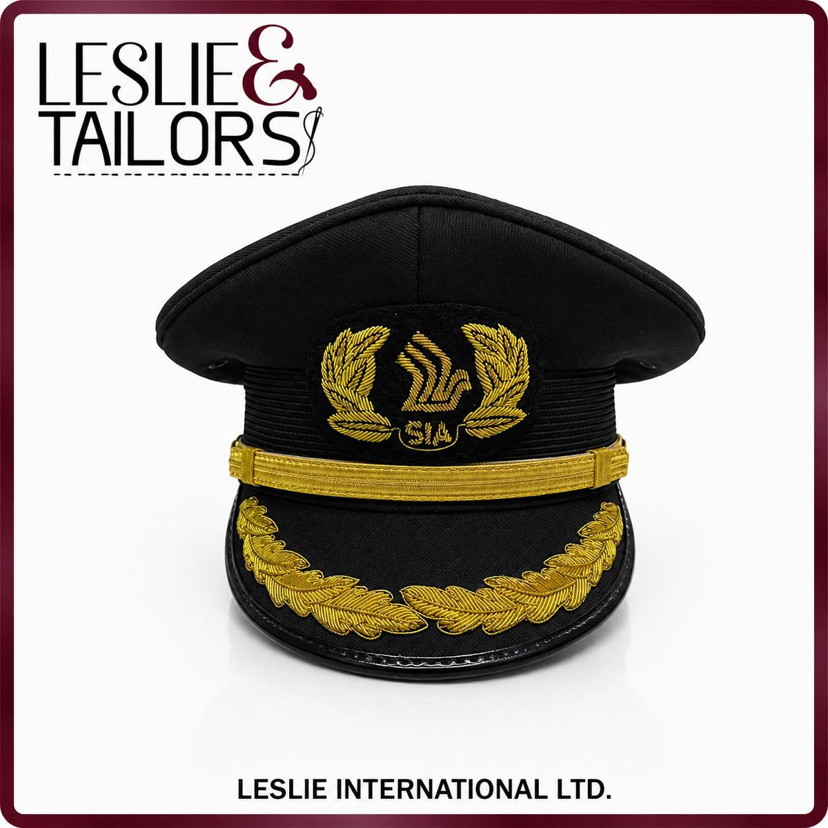 Handmade Singapore Airline Captain Pilot Hat Visor Cap - All Sizes Available | Handmade by Leslie & Tailors