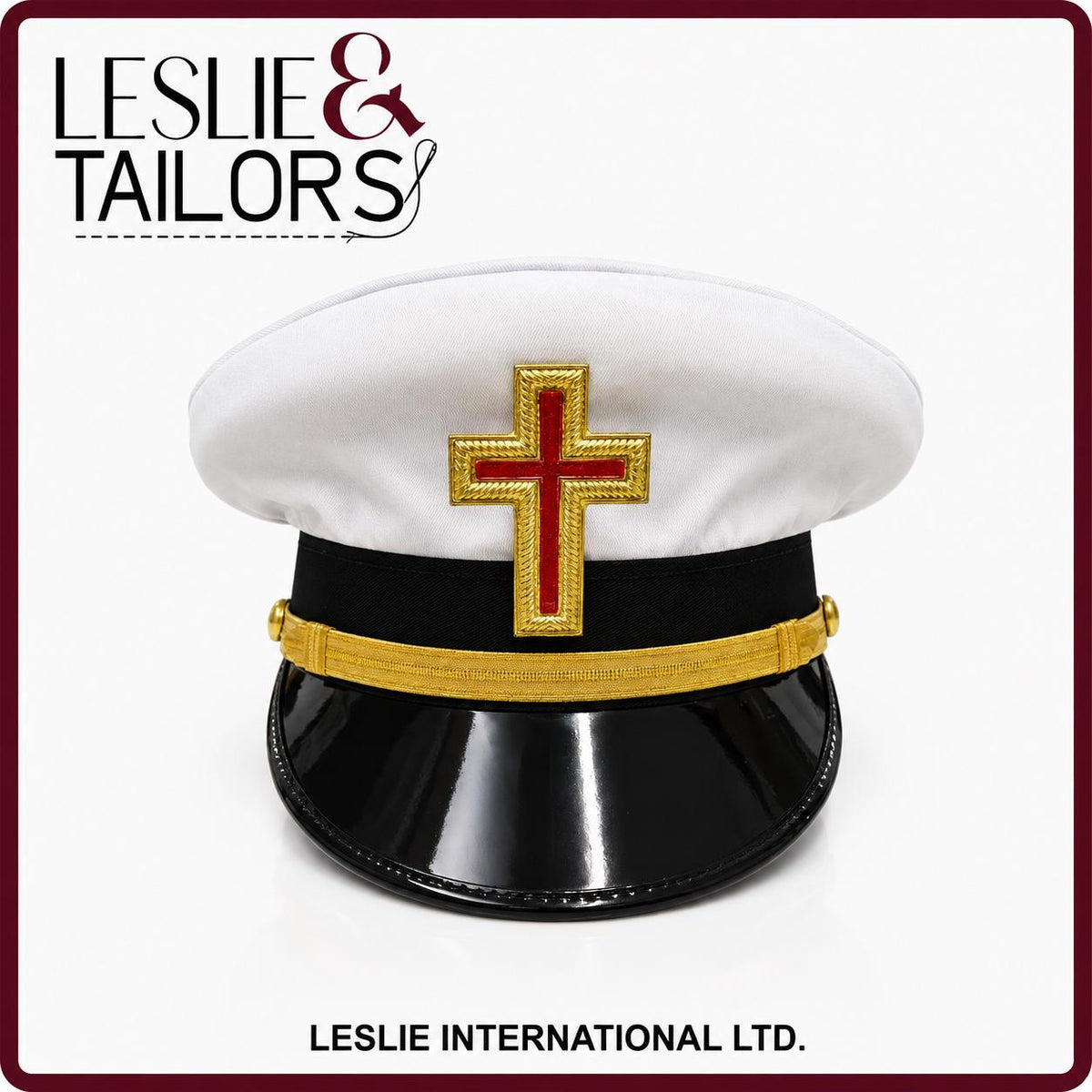 Handmade Past Commander Knights Templar Commandery Fatigue Visor Cap - All Sizes Available | Handmade by Leslie & Tailors