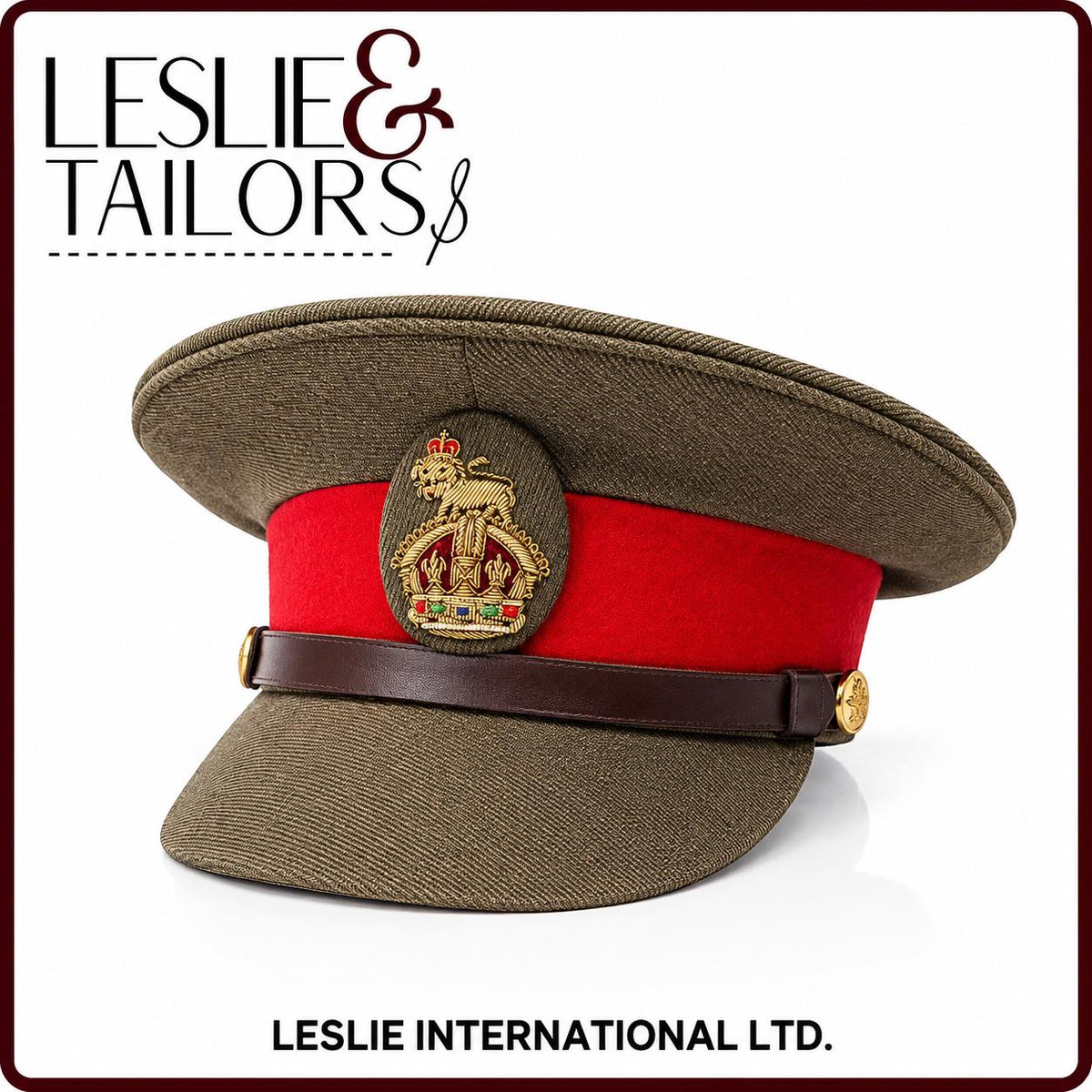 Handmade British Army Colonel Staff Officer Cap Hat - All Sizes Available | Handmade by Leslie & Tailors