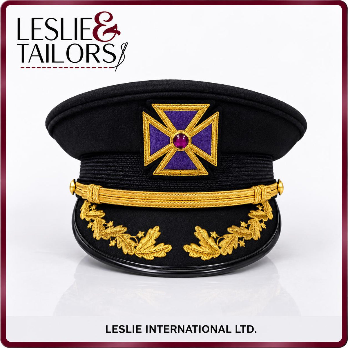 Masonic Past Grand Commander Knights Templar Fatigue Hat – Purple Metal Cross – Reproduction by Leslie & Tailors