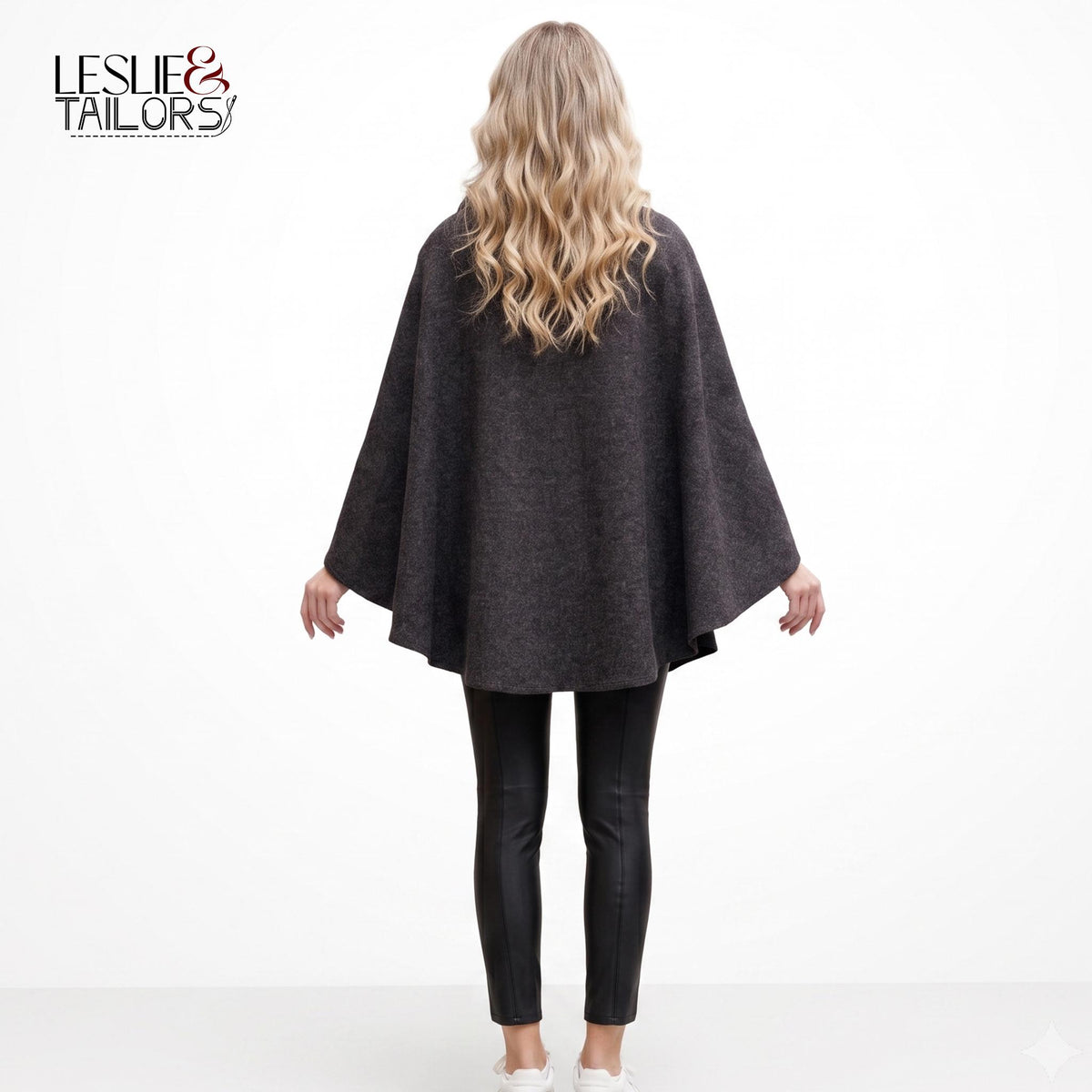 Luxe Camel Wool Blend Cape with Embroidered Trim | Chic Open-Front Poncho Coat