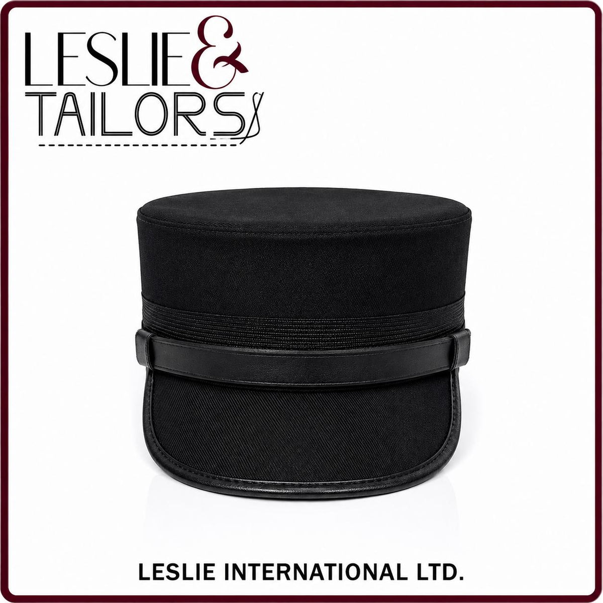 Handmade by Leslie Train Conductor Style Black Kepi, All Sizes