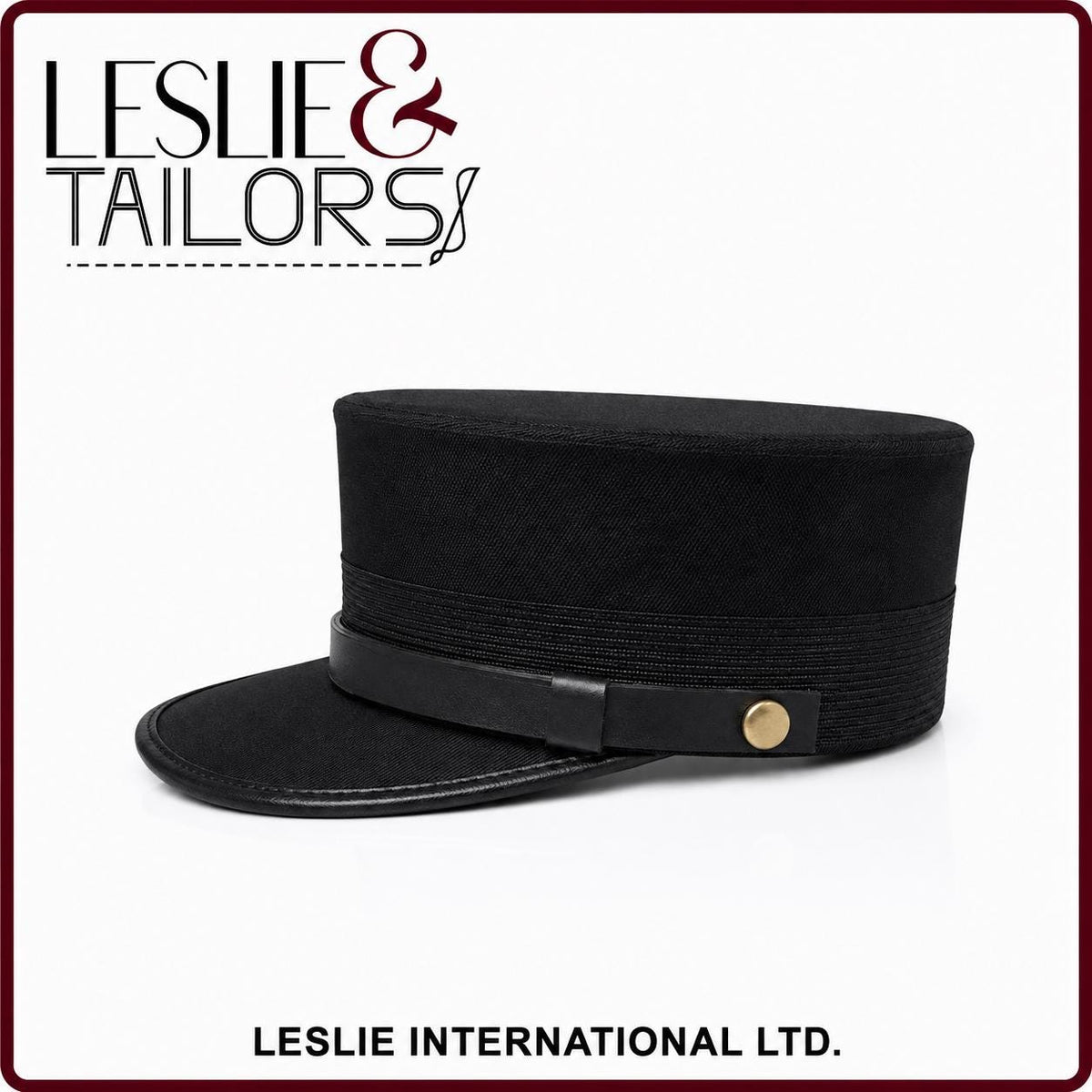 Handmade by Leslie Train Conductor Style Black Kepi, All Sizes