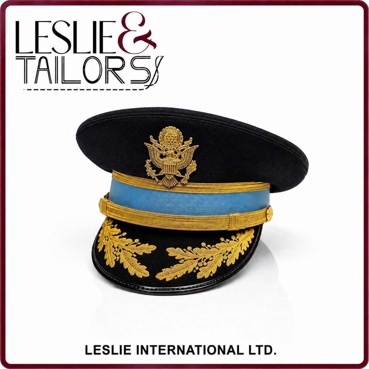 Handmade US Army Officers Infantry Dress Blue Visor Cap - All Sizes Available | Handmade by Leslie & Tailors