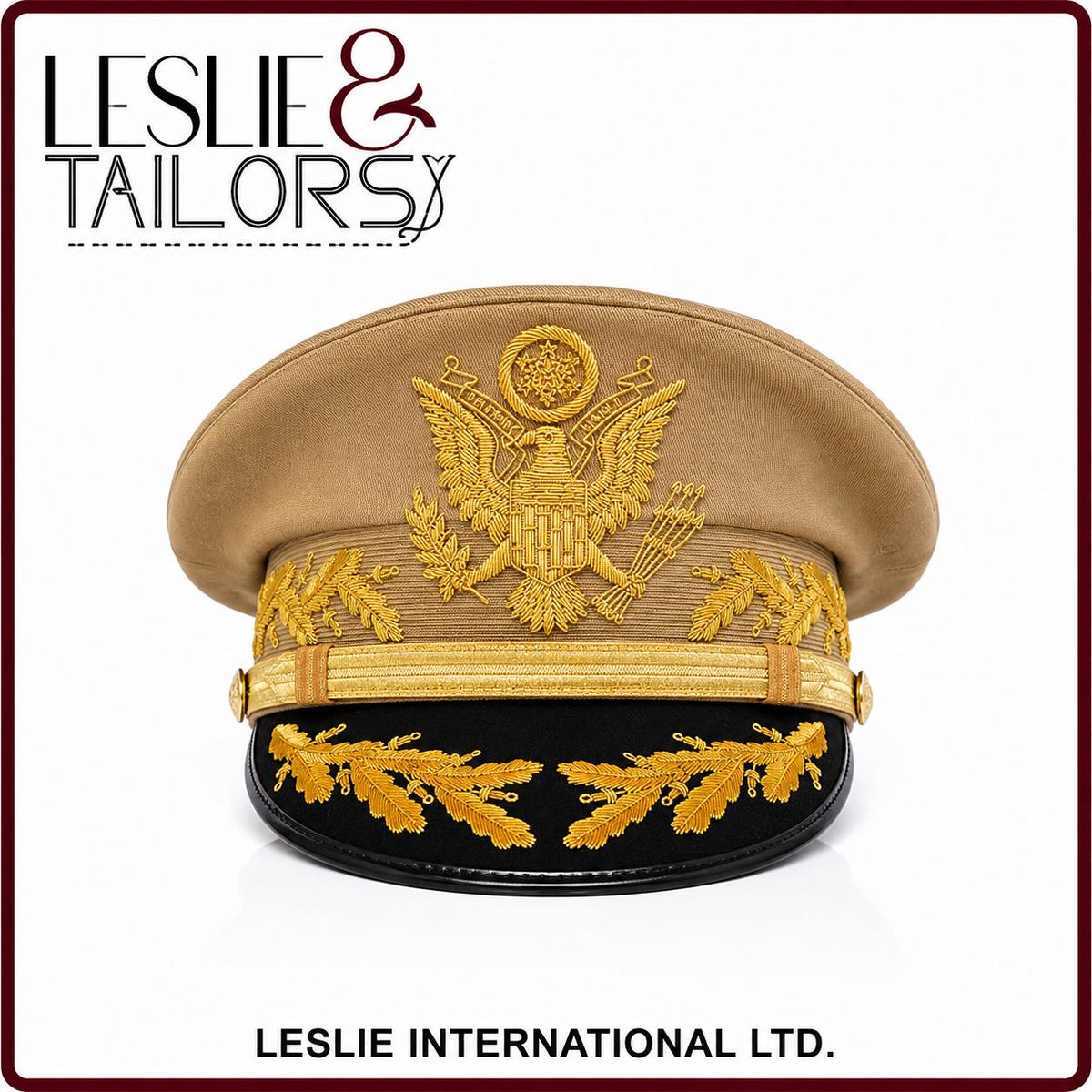 US Army General Douglas Macarthur Visor Cap Reproduction | Handmade High Quality Reproduction By Leslie And Tailors | All Sizes Available
