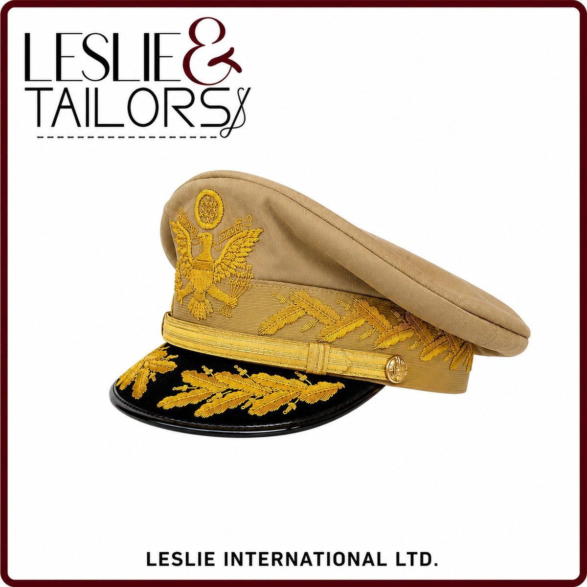 US Army General Douglas Macarthur Visor Cap Reproduction | Handmade High Quality Reproduction By Leslie And Tailors | All Sizes Available