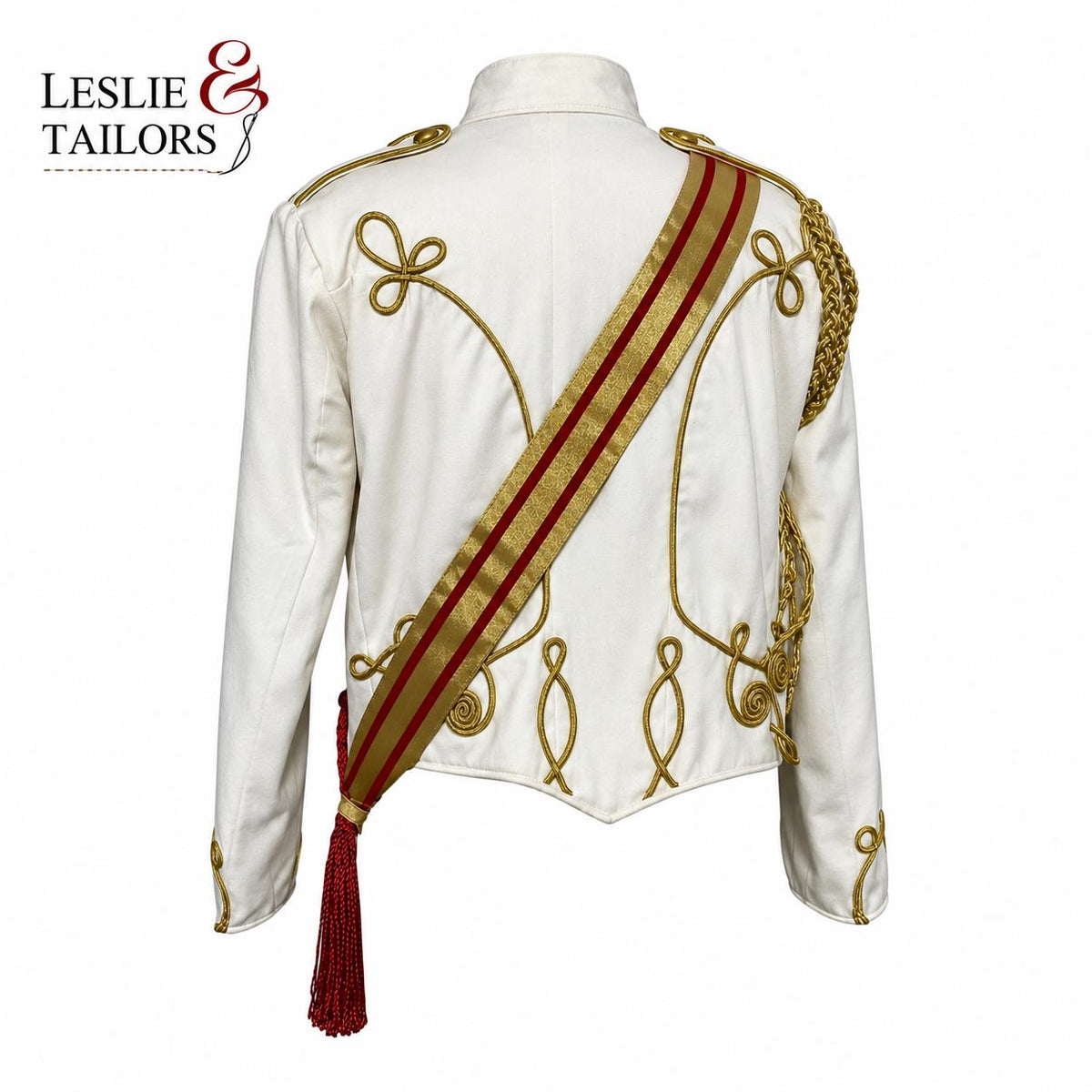 Men's Ceremonial Hussar Officer Jacket | Prussian Military White Wool Jacket | Custom Made | Military Costume | Leslie and Tailors